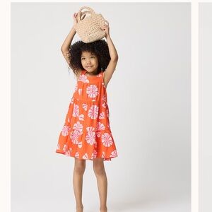 Girls' flower gauze tiered dress Bright Persimmon Multi color